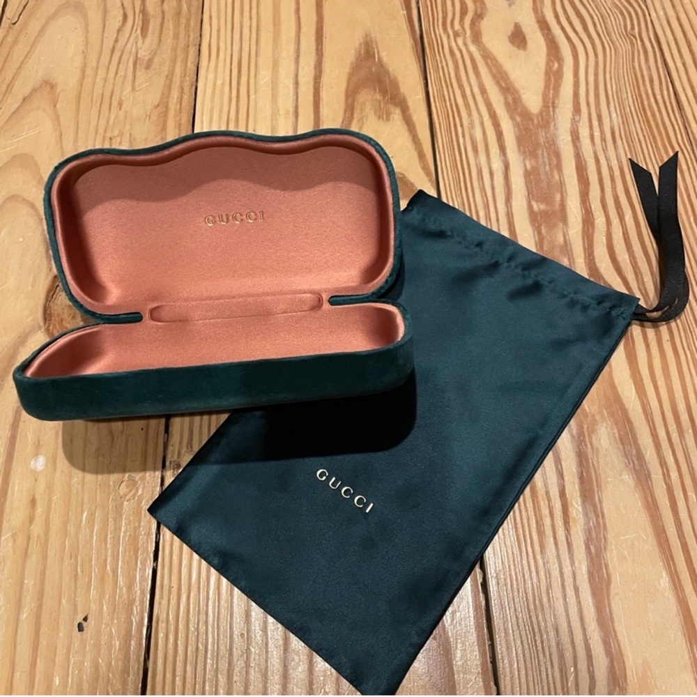 Gucci Velvet Eyewear Case with Satin Pouch - Greenish Teal & Rose - Picture 2 of 6